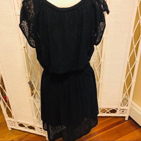 Anthropologie Dress Black Smocked Crochet Full Skirt Leifnotes Brand size Small - Picture 6 of 14